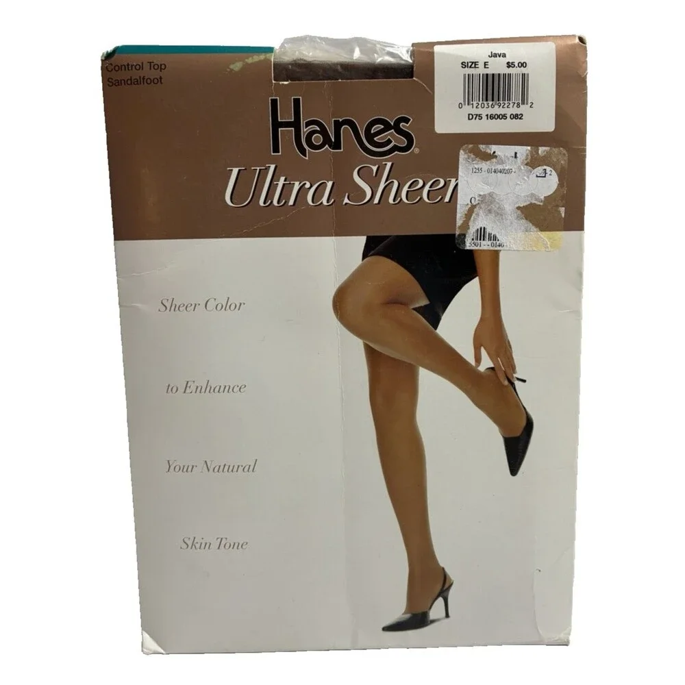 Hanes Control Top Sandalfoot Ultra Sheer Pantyhose Java Size E New